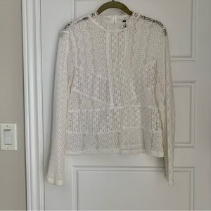 Women's ivory Lace Long-Sleeve Blouse